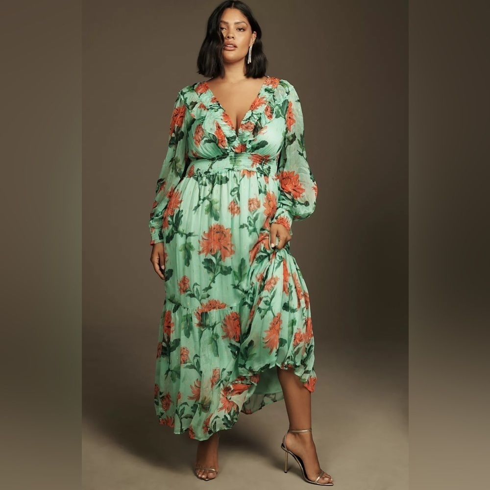NWT The Odetta Ruffled V-Neck Dress - Picture 5 of 8
